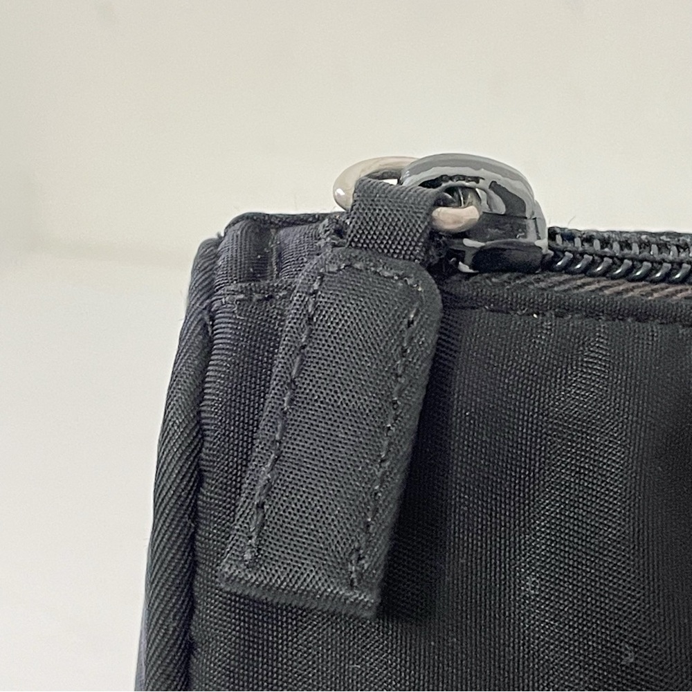 Prada black Tessuto nylon triangle logo semi formed travel cosmetic zip pouch - Picture 4 of 11